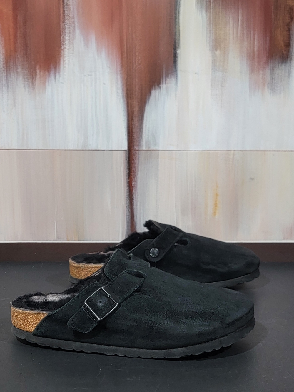Birkenstock Boston Shearling Clogs, Black Shearling, Size 38 Women's